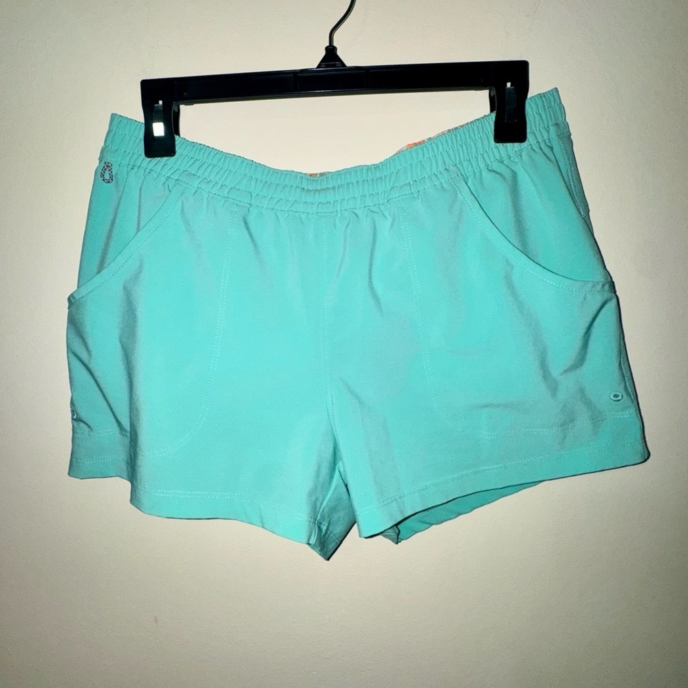 Columbia PFG Athletic Shorts in Aqua Teal with Elastic Waist